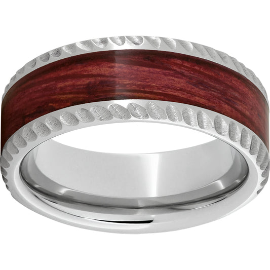 Serinium Pipe Cut Band with Cabernet Barrel Aged Inlay & Notched Finish
