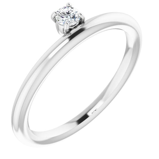 14K White 1/10 CT Diamond Stackable Ring