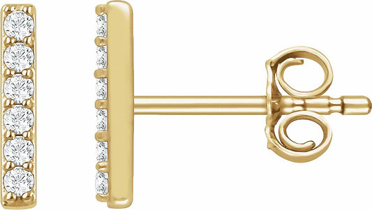 14K Yellow 1/10 CTW Diamond Bar Earrings