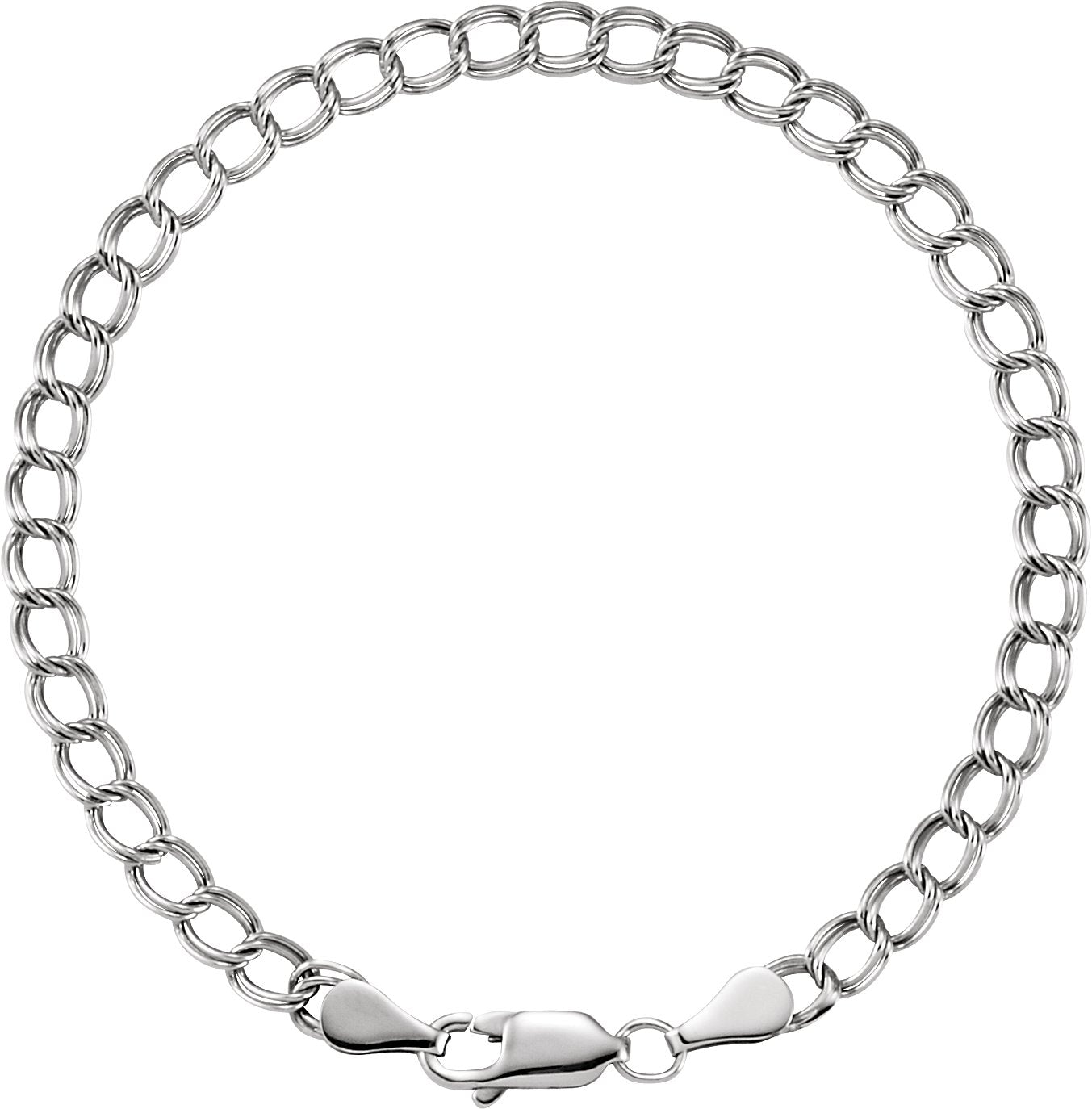 14K White 4 mm Solid Charm 7 Bracelet