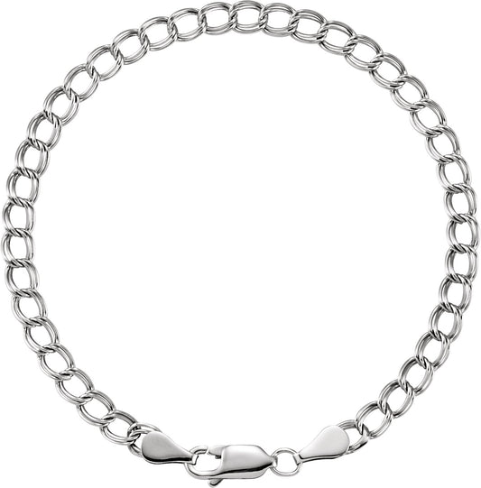 14K White 4 mm Solid Charm 7 Bracelet