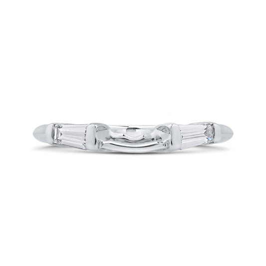 Shah Luxury 14K White Gold Baguette Diamond Wedding Band