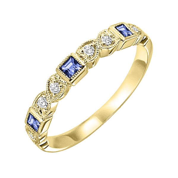 Gems One 10Kt Yellow Gold Diamond (1/12Ctw) & Sapphire (1/5 Ctw) Ring