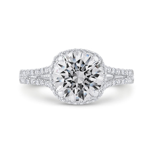 Shah Luxury 14K White Gold Diamond Halo Engagement Ring (Semi-Mount)