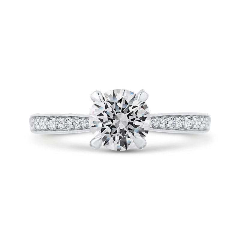 Shah Luxury 14K White Gold Diamond Engagement Ring with Euro Shank (Semi-Mount)