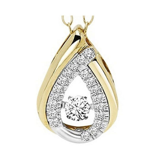 Gems One 14KT White & Yellow Gold & Diamond Rhythm Of Love Neckwear Pendant  - 1/5 ctw