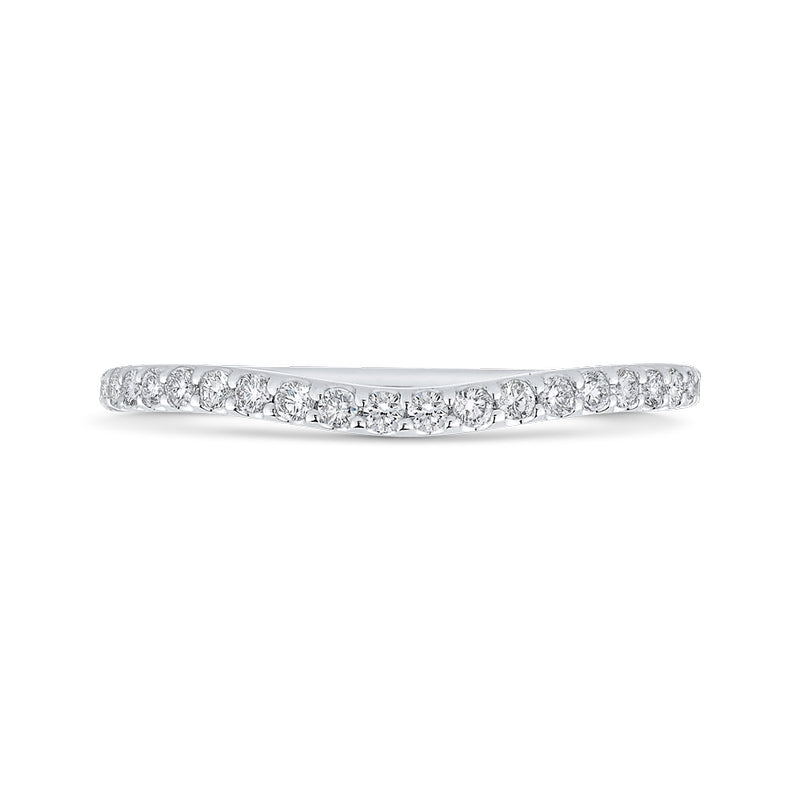 Shah Luxury Round Cut Diamond Wedding Band In 14K White Gold