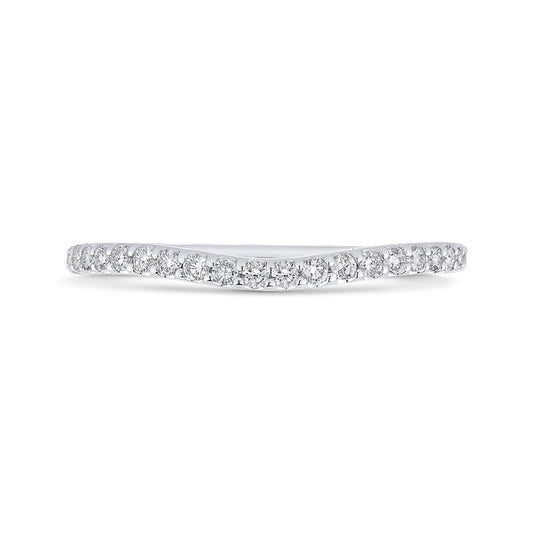 Shah Luxury Round Cut Diamond Wedding Band In 14K White Gold