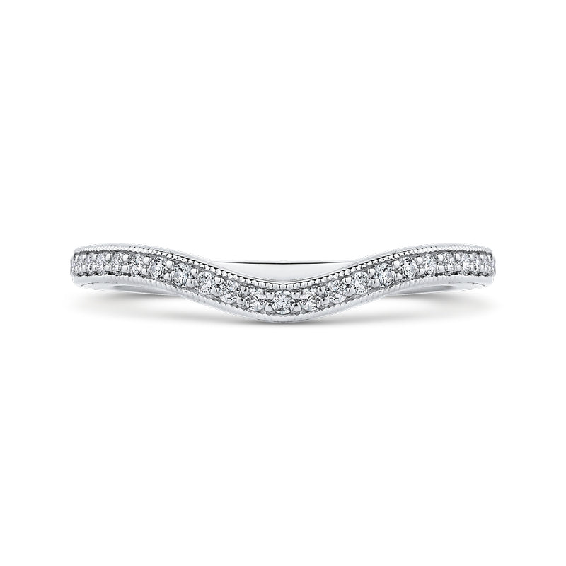 Shah Luxury 14K White Gold Round Diamond Wedding Band