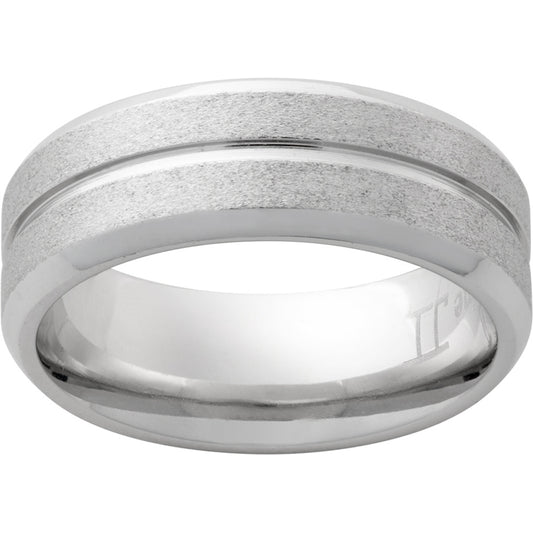 Serinium Beveled Edge Band with One 1mm Groove and Stone Finish
