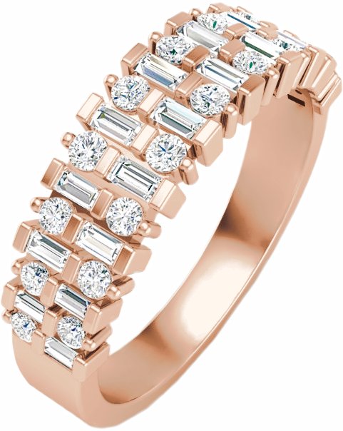 14K Rose 3/4 CTW Diamond Anniversary Band