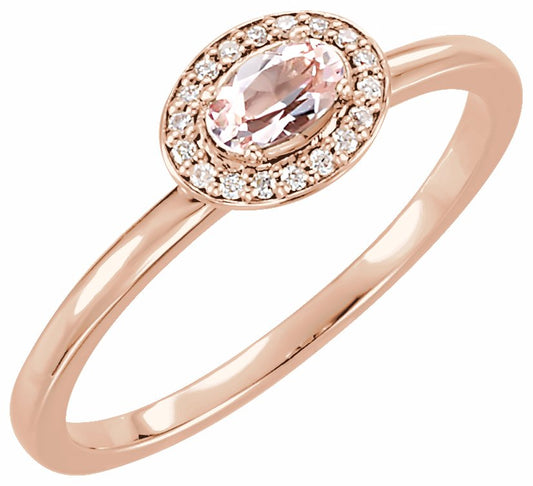14K Rose Morganite & .05 CTW Diamond Ring
