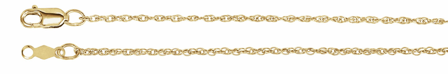 14K Yellow 1.25 mm Rope 7 Chain