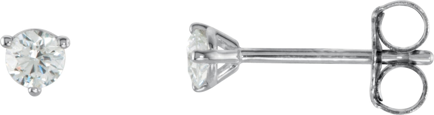 14K White 1/5 CTW Diamond Stud Earrings