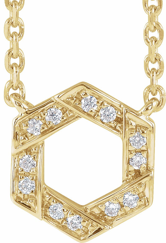 14K Yellow .06 CTW Diamond Geometric 16-18 Necklace