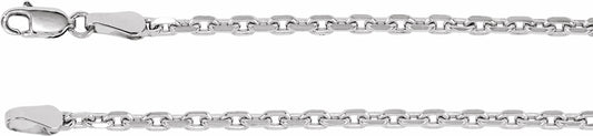 14K White 2.5 mm Diamond-Cut Cable 7 Chain