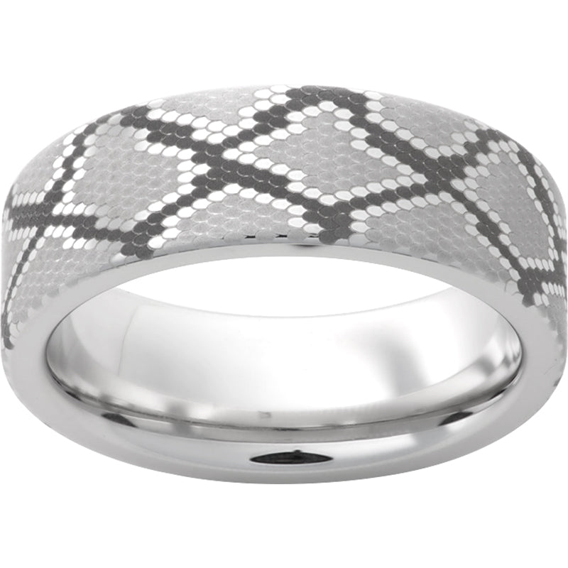 Serinium Pipe Cut Band with Snake Skin Laser Engraving