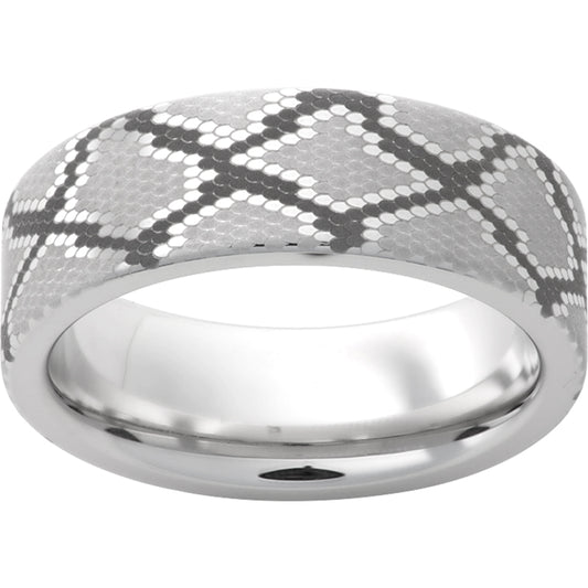 Serinium Pipe Cut Band with Snake Skin Laser Engraving