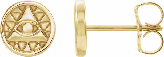 14K Yellow Eye of Providence Earrings