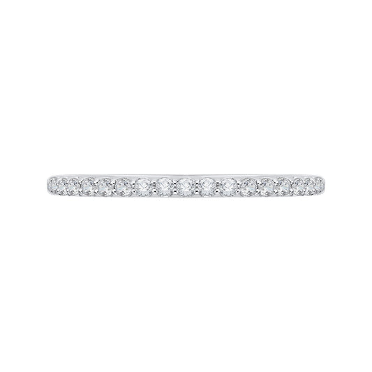 Shah Luxury 14K White Gold Round Diamond Half-Eternity Wedding Band