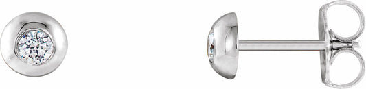 Platinum 1/8 CTW Diamond Domed Stud Earrings