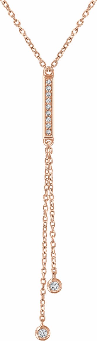14K Rose 1/10 CTW Diamond Bar Y 16-18 Necklace