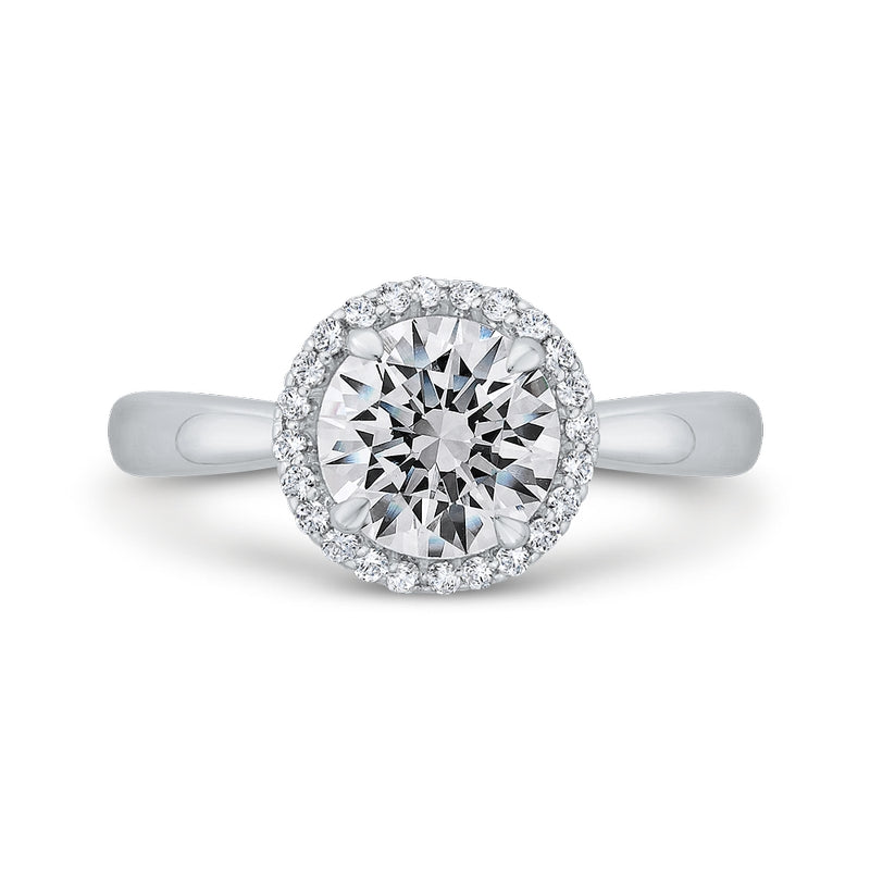 Shah Luxury 14K White Gold Diamond Halo Engagement Ring (Semi-Mount)