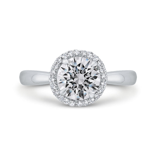 Shah Luxury 14K White Gold Diamond Halo Engagement Ring (Semi-Mount)