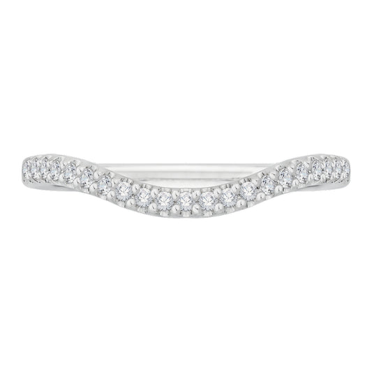 Shah Luxury 14K White Gold Diamond Wedding Band with Euro Shank