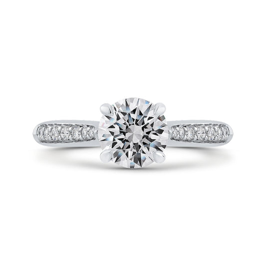 Shah Luxury 14K White Gold Round Diamond Engagement Ring (Semi-Mount)