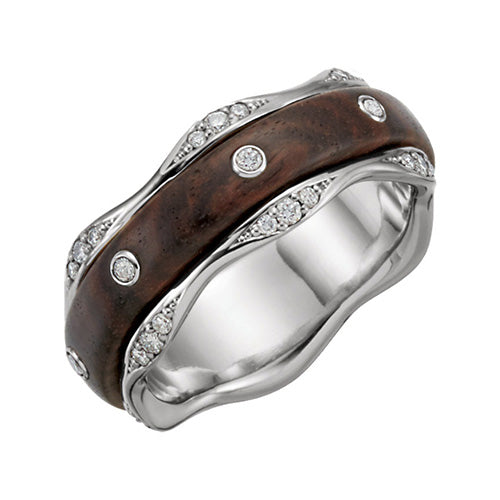 Stuller Platinum Diamond & Kingwood Inlay Men's Wedding Band