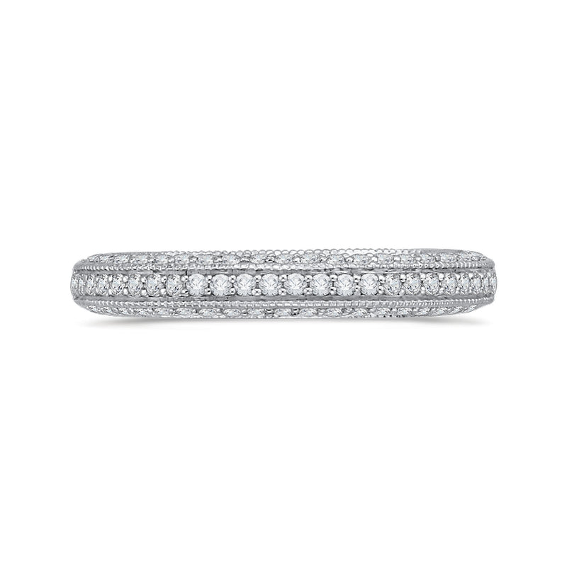 Shah Luxury 14K White Gold Round Diamond Half-Eternity Wedding Band