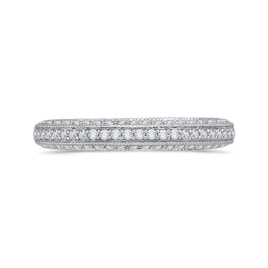 Shah Luxury 14K White Gold Round Diamond Half-Eternity Wedding Band