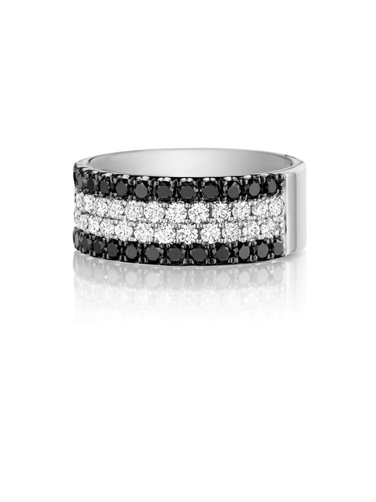 Henri Daussi 9mm Men's Wedding Band  Platinum White B 1.40 Ctw., W 1.10 Ctw. Black Diamond, White Diamond