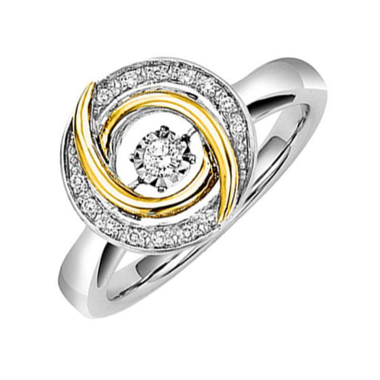 Gems One 10KT Yellow Gold & Diamond Rhythm Of Love Fashion Ring  - 1/10 ctw