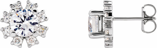 14K White Sapphire & 1/2 CTW Diamond Earrings
