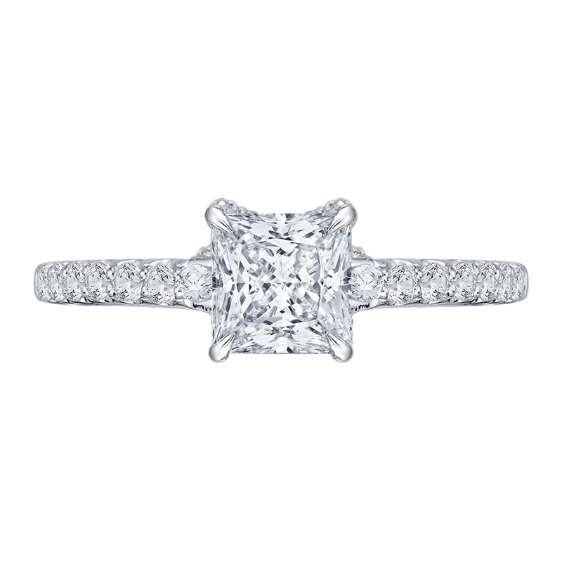 Shah Luxury 14K White Gold Princess Cut Diamond Engagement Ring (Semi-Mount)