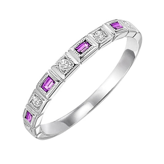 Gems One 14Kt White Gold Diamond (1/10Ctw) & Ruby (1/8 Ctw) Ring
