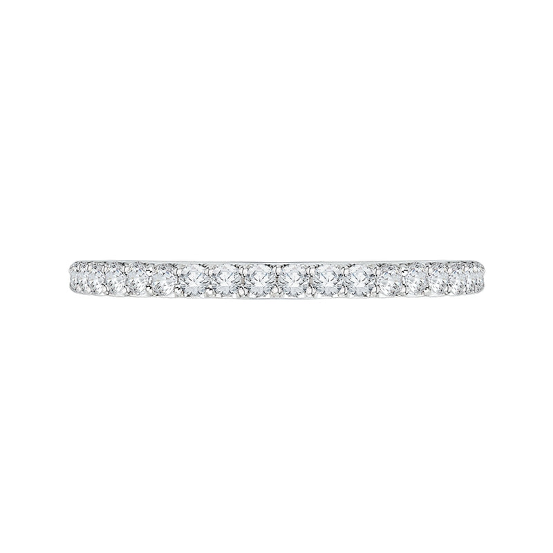 Shah Luxury Round Diamond Half-Eternity Wedding Band with Euro Shank In 14K White Gold