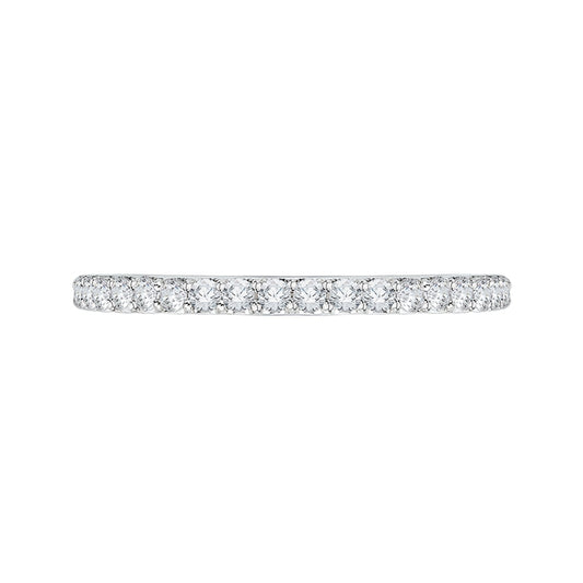 Shah Luxury Round Diamond Half-Eternity Wedding Band with Euro Shank In 14K White Gold