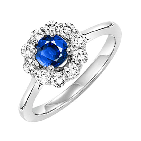 Gems One 14Kt White Gold Diamond (1/2Ctw) & Sapphire (1/2 Ctw) Ring