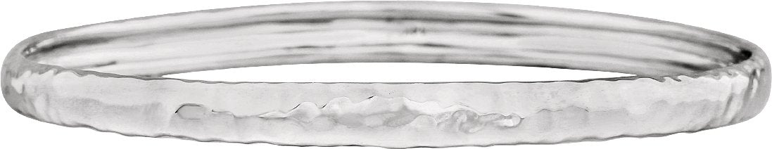 14K White 5.1 mm Hammered Bangle 7 1/2 Bracelet