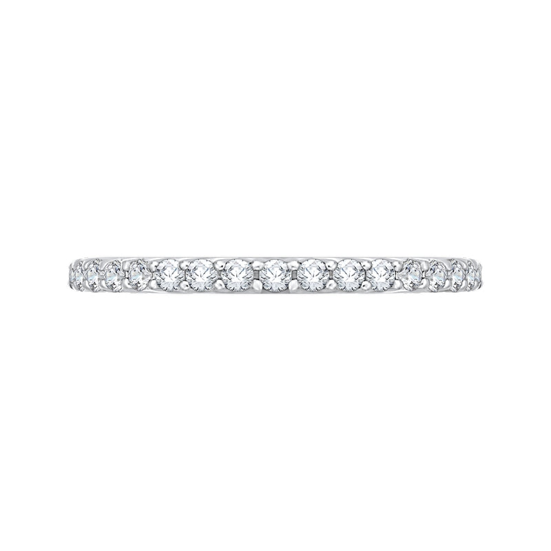 Shah Luxury 14K White Gold Round Diamond Wedding Band