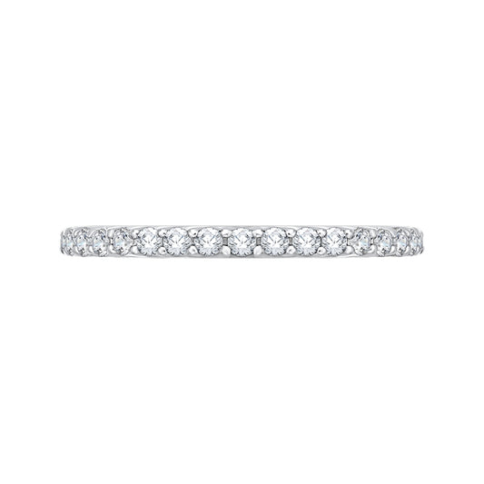 Shah Luxury 14K White Gold Round Diamond Wedding Band