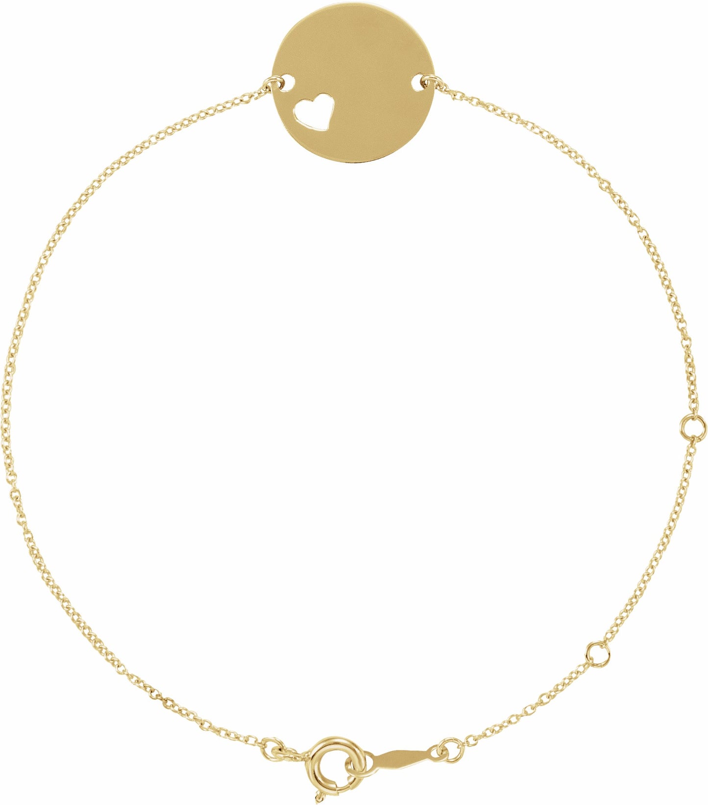 14K Yellow Pierced Heart Disc 7-8 Bracelet