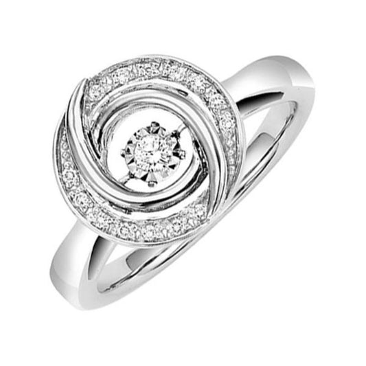 Gems One Silver (SLV 995) Diamond Rhythm Of Love Fashion Ring  - 1/10 ctw