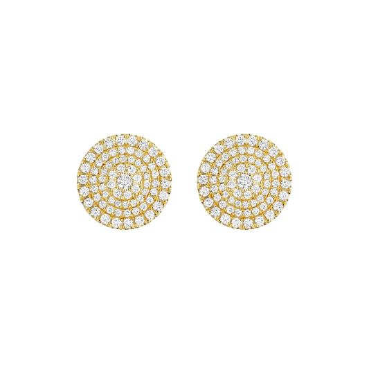 Henri Daussi 14k Yellow Gold Diamond Stud Earrings