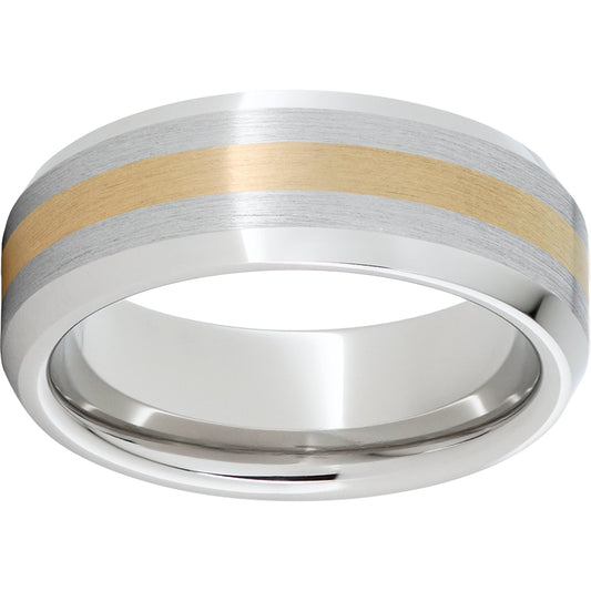 Serinium Beveled Edge Band with a 2mm 14K Yellow Gold Inlay