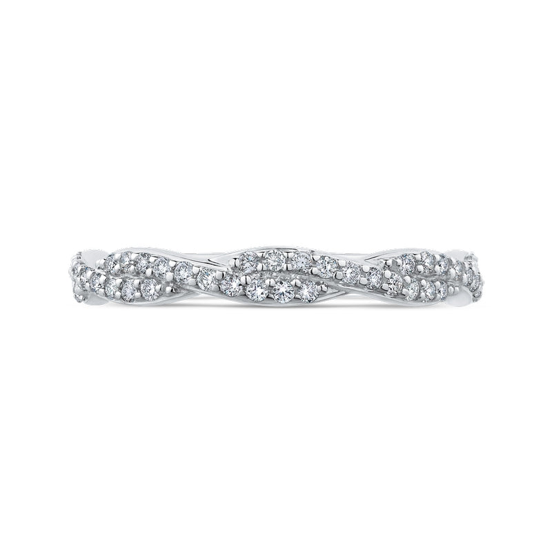 Shah Luxury 14K White Gold Round Diamond Crossover Wedding Band