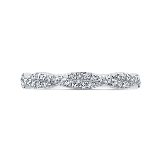Shah Luxury 14K White Gold Round Diamond Crossover Wedding Band
